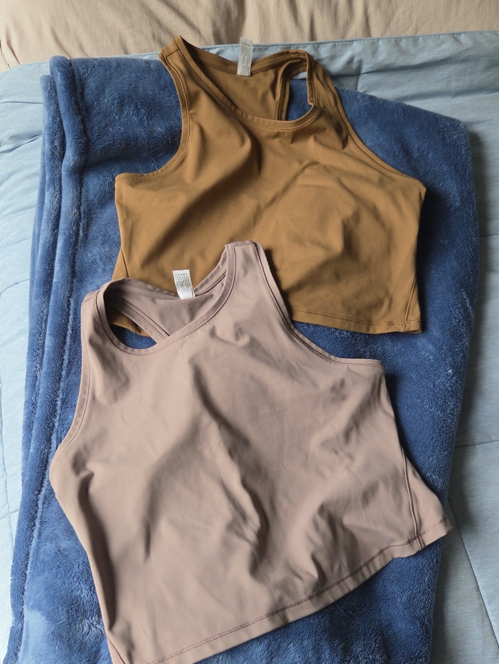 Cropped Racerback Tank Tops in Brown and Tan
